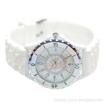 Classic Silicone Women Watch Gifts Stylish White Fashionable Lady Brand Watch